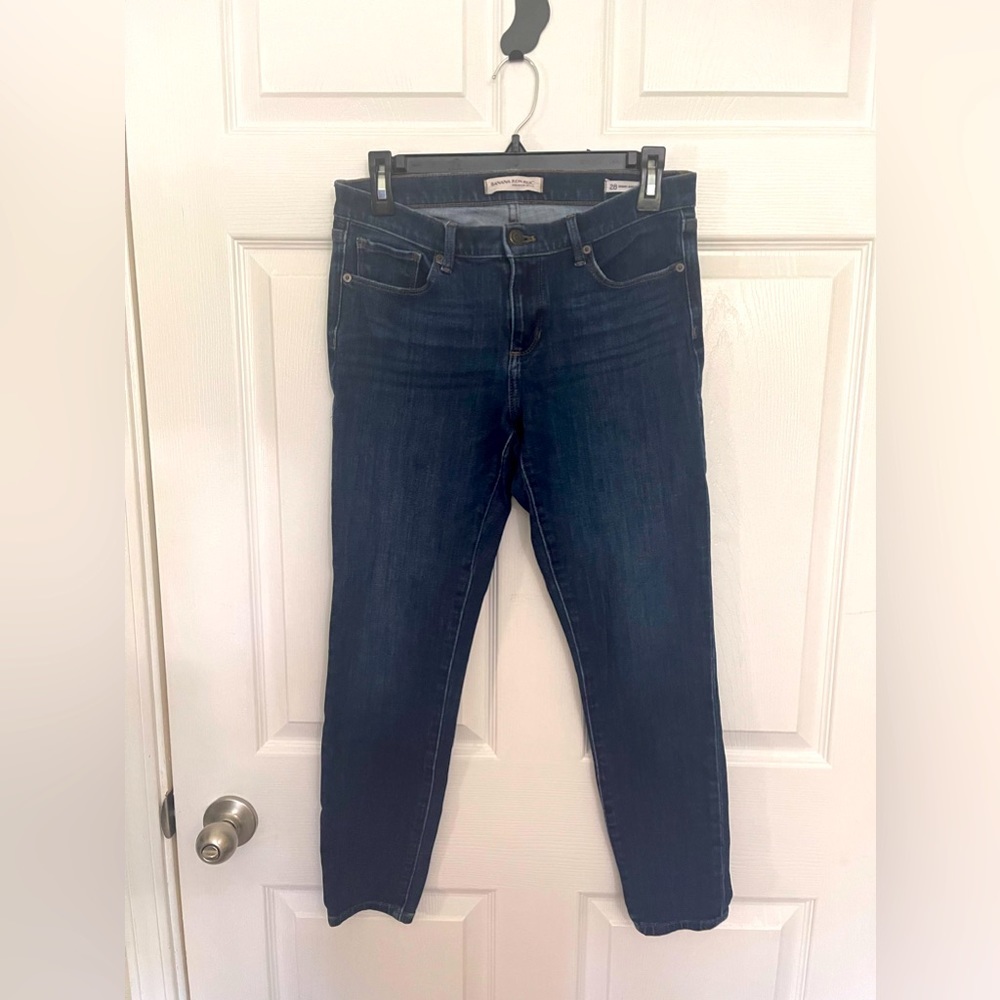 BANANA Republic Jean Skinny Ankle 28 Mid Rise Stretch Dark Blue